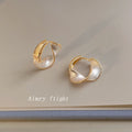 Gold And Silver Tone Twisted Two Color Chunky Huggie Earrings view 1