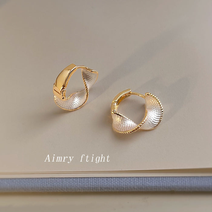 Gold And Silver Tone Twisted Two Color Chunky Huggie Earrings