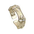 Coffee Gold Open Adjustable Fleur-De-Lis Clear Stone Band Ring view 5