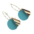 Color Disc and Gold Folded Fan Statement Hoop Drop Earrings view 5