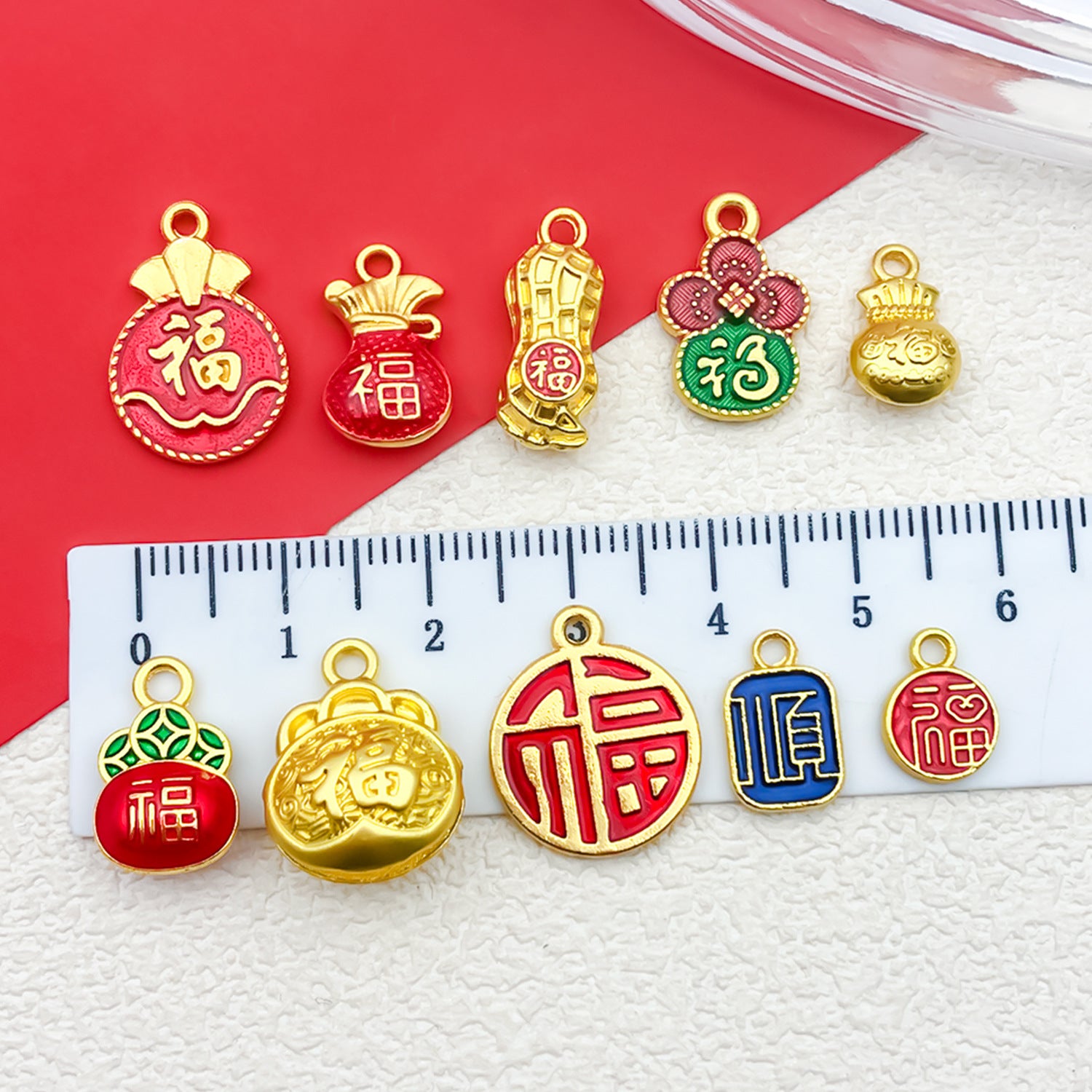 Sand Gold Zinc Alloy Fu Character Lucky Bag Charm Pendant for DIY Necklace Keychain