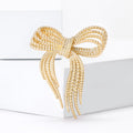 Textured Rope Bow Brooch Silver Gold Rhinestone Knot view 4
