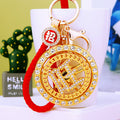 Rotating Crystal Money Coin Keychain with Plain and Loose Loop Options view 4