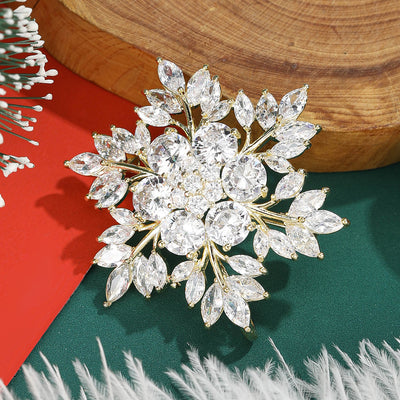Marquise Crystal Floral Burst Brooch shown against a white display background