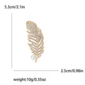 Rhinestone Feather Brooch with Openwork Veins and Pearl Drop view 5