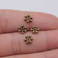 Six Dot Flower Spacer Bead in Antique Silver and Antique Bronze Metal view 2