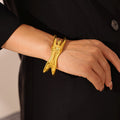 Gold Steel Female Body Figure Open Cuff Bangle Bracelet view 3