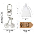 White Cherry Keychain With Metal Swivel Clasp And Package Options view 2