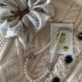 Double Layer White Pearl Necklace Silver Rhinestone Bows view 4