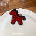 Red Rhinestone Pony Horse Brooch Pin Black Outline view 4