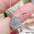 Silver Tone Round Flower Crystal Halo Pendant Necklace view 2