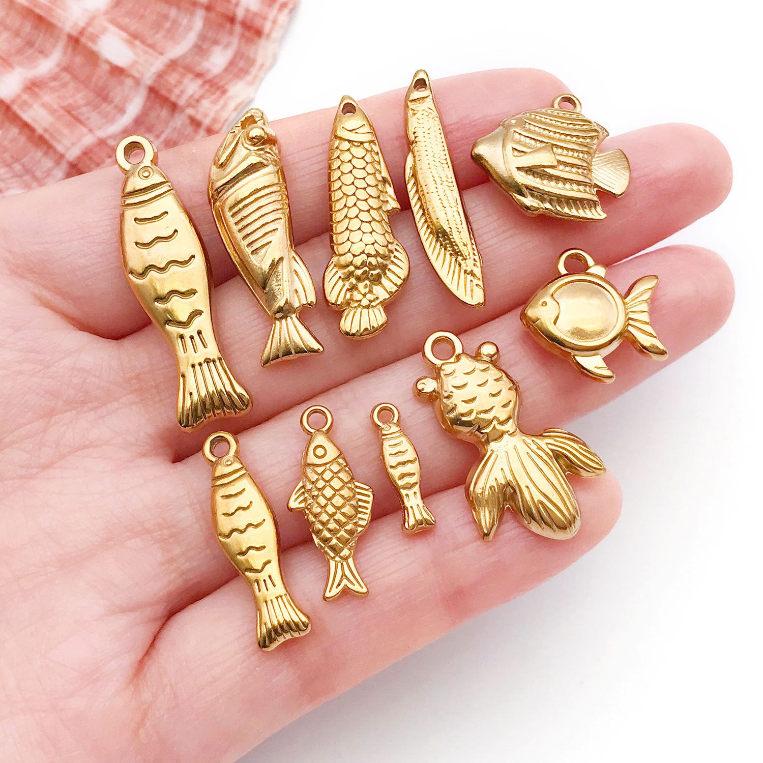Stainless Steel Mermaid Shell Starfish Charm Pendant for DIY Bracelet Necklace