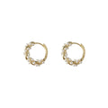 Gold Tone Huggie Hoop Earrings With White Pearl Cluster Wrap view 5