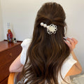 Pearl Fabric Rose Multi Prong Hair Comb Pins Blue White view 4