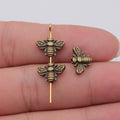 Detailed Bee Small Hole Metal Bead in Three Vintage Finishes view 5