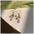 Green Vine Pearl Floral Bracelet Necklace and Earring Collection view 6