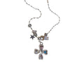 Silver Rhinestone Cross Pearl Bracelet Matching Cross Necklace view 5
