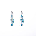 Blue and Purple Round Faceted Cascade Silver Earrings view 5
