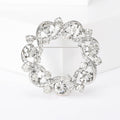 Round Crystal Leaf Wreath Brooch in Four Color Combinations view 9
