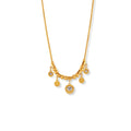 Gold Snake Chain Zircon Disc Charm Necklace Titanium Steel view 5