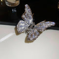Silver Tone Butterfly Hair Claw With Clear Baguette Crystal Wings view 6