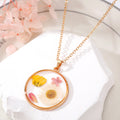 Gold Tone Mixed Shape Resin Pressed Flower Pendant Necklaces in Eleven Designs view 10