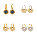 Crystal Heart and Blue Kyanite Drop Hoop Earrings in Four Styles view 5