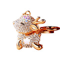 Crystal Sitting Deer Keychains with Gold Tone Rings and Braided Straps view 5