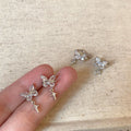 Silver Crystal Butterfly and Star Ear Clips With Looping Chains view 2