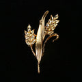Gold Tone Rhinestone Wheat Brooch Crystal Grain Pin view 4