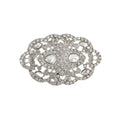 Openwork Oval Crystal Brooch in Gold or Silver Tone view 5