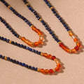 Lapis Lazuli Red Agate Beaded Necklace Gold Accents view 4