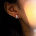 Silver Teardrop Double Pave Stud Earrings Clear Stones view 3