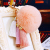 Blush-Pink-Pom Triple-Tassels