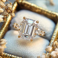 Rectangular Clear Solitaire Three-Stone Ring In Ten Metal Tones view 5