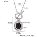 Black Agate Oval Toggle Pendant Necklace Matching Open Ring view 9