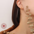 Gold Twisted Bar Chain Loop Tassel Stud Earrings Pair view 4
