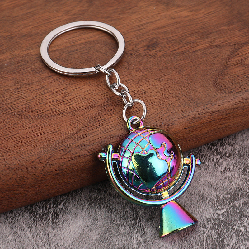 Globe Pendant Metal Keychain World Map Travel Theme Key Ring Charm