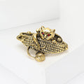 Cat in Yarn Basket Brooch in Antique Gold or Silver Tone view 3