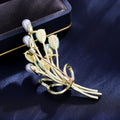 Floral Bouquet Pearl Look Metal Brooch Pin 7.2 x 3 cm view 3