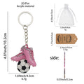 Pink Acrylic Soccer Cleats Ball Keychain Silver Ring view 2