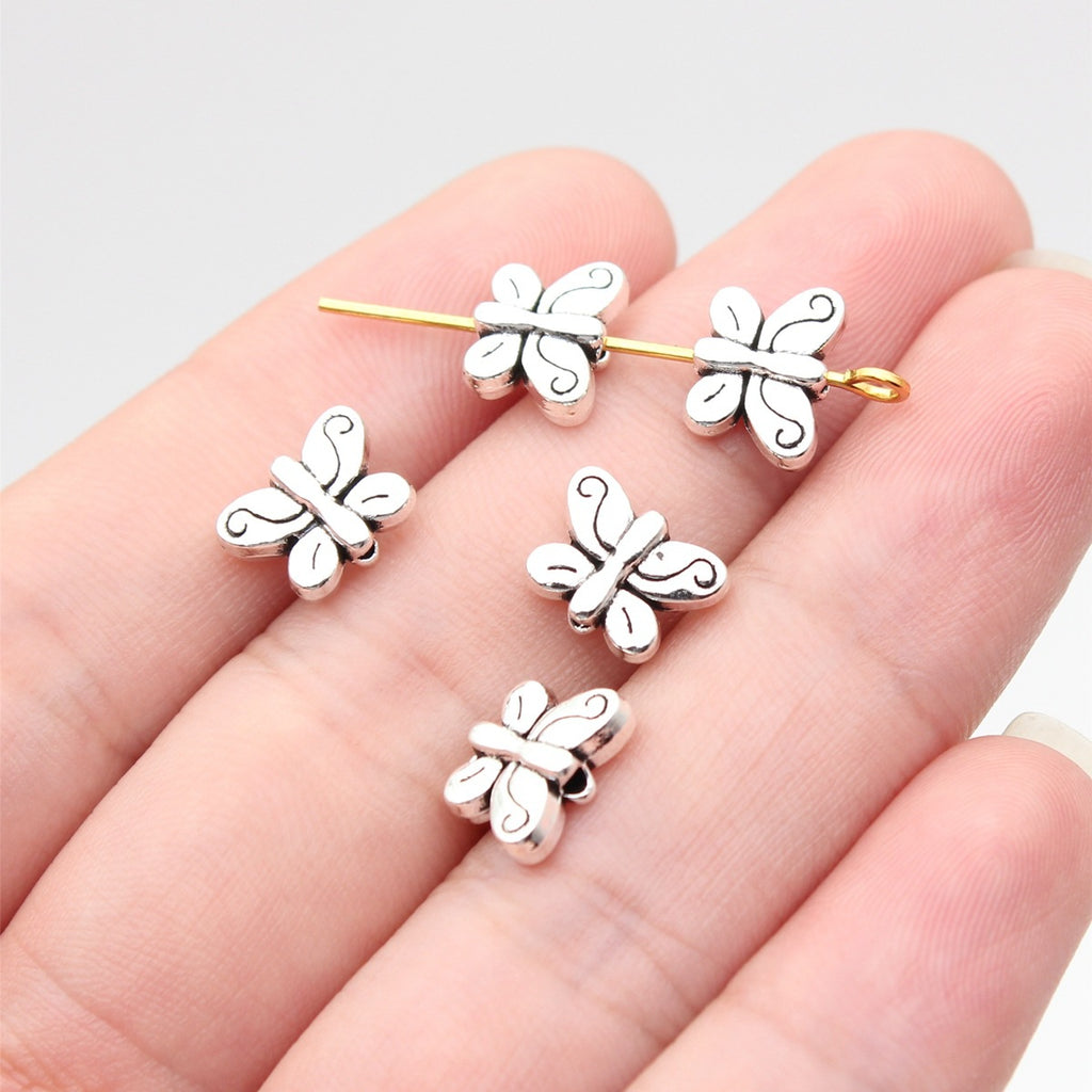 10x7.6mm 0.78g Multicolor Zinc Alloy Butterfly Loose Metal Beads for Bracelet Necklace DIY Making