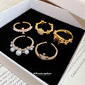 Open Adjustable Pearl Zircon Ring Three Metal Styles view 4