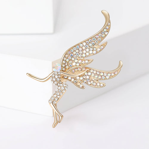 Angled view showing the flying fairy brooch surface