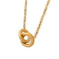 Gold Interlocking Double Ring Pendant Necklace Metal Alloy view 5