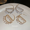 Crystal Trapezoid Fringe Open Hoop Stud Earrings Statement Pair view 2