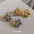 Polished Rounded Flower Stud Earrings in Gold and Silver Tones view 3