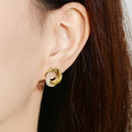 Crystal Swirl Stud Earrings in Gold and Silver Tone view 3