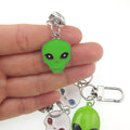 Silver Tone Green and White Alien Head Clip Keychains view 4