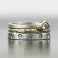 Three Piece Two Tone Stacking Ring Set Metal Jewelry Design view 1